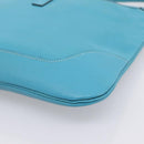 HERMES Trim 31 Shoulder Bag Leather Light Blue Silver Auth 203229V-12