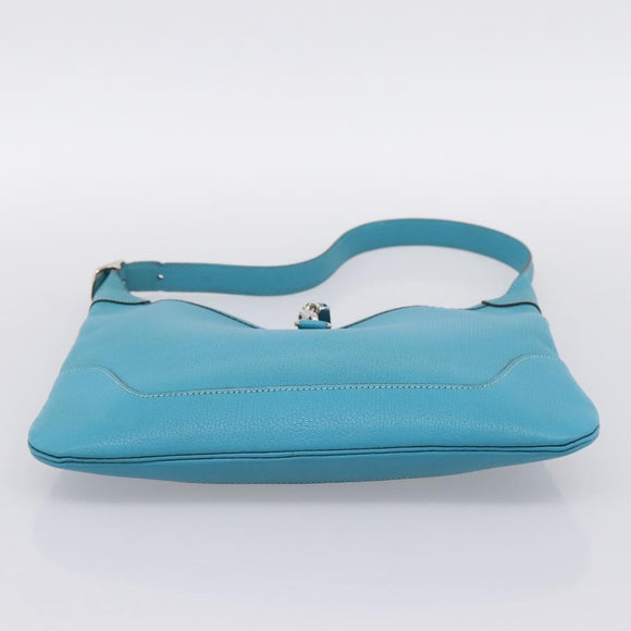 HERMES Trim 31 Shoulder Bag Leather Light Blue Silver Auth 203229V