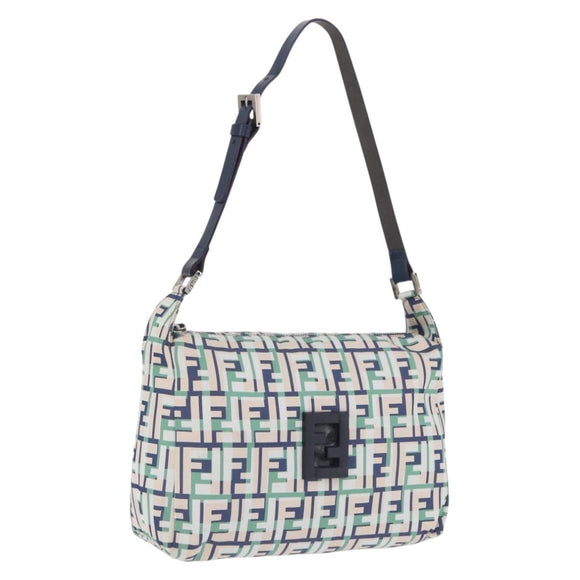 FENDI Zucca Canvas Mamma Baguette Shoulder Bag Multicolor Silver Auth 203230M