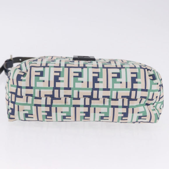 FENDI Zucca Canvas Mamma Baguette Shoulder Bag Multicolor Silver Auth 203230M