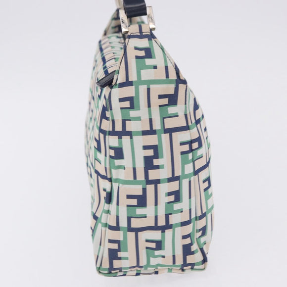 FENDI Zucca Canvas Mamma Baguette Shoulder Bag Multicolor Silver Auth 203230M