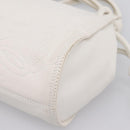 LOEWE Hand Bag Leather White Silver Auth 203231A-9