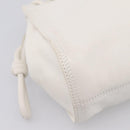 LOEWE Hand Bag Leather White Silver Auth 203231A-14