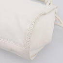 LOEWE Hand Bag Leather White Silver Auth 203231A-15