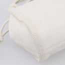 LOEWE Hand Bag Leather White Silver Auth 203231A-16