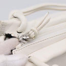 LOEWE Hand Bag Leather White Silver Auth 203231A-10