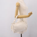 LOEWE Hand Bag Leather White Silver Auth 203231A-22