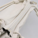 LOEWE Hand Bag Leather White Silver Auth 203231A-6
