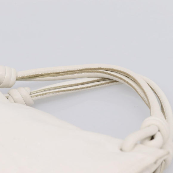 LOEWE Hand Bag Leather White Silver Auth 203231A