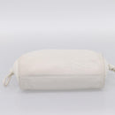 LOEWE Hand Bag Leather White Silver Auth 203231A-5