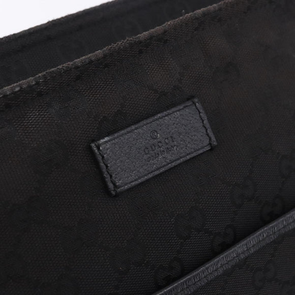 GUCCI GG Canvas Web Sherry Line Shoulder Bag Black Silver 189751 Auth 203232A