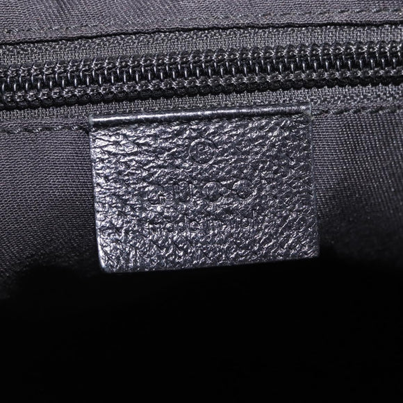 GUCCI GG Canvas Web Sherry Line Shoulder Bag Black Silver 189751 Auth 203232A