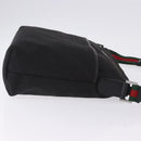 GUCCI GG Canvas Web Sherry Line Shoulder Bag Black Silver 189751 Auth 203232A-4