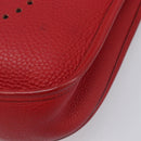 HERMES Evelyn 2 PM Shoulder Bag Taurillon Clemence Red Silver Auth 203233V-9