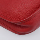 HERMES Evelyn 2 PM Shoulder Bag Taurillon Clemence Red Silver Auth 203233V-14