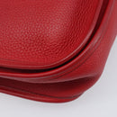 HERMES Evelyn 2 PM Shoulder Bag Taurillon Clemence Red Silver Auth 203233V-16