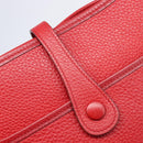 HERMES Evelyn 2 PM Shoulder Bag Taurillon Clemence Red Silver Auth 203233V-17