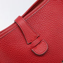 HERMES Evelyn 2 PM Shoulder Bag Taurillon Clemence Red Silver Auth 203233V-18