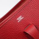 HERMES Evelyn 2 PM Shoulder Bag Taurillon Clemence Red Silver Auth 203233V-19
