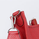 HERMES Evelyn 2 PM Shoulder Bag Taurillon Clemence Red Silver Auth 203233V-20