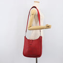 HERMES Evelyn 2 PM Shoulder Bag Taurillon Clemence Red Silver Auth 203233V-24