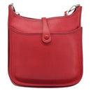 HERMES Evelyn 2 PM Shoulder Bag Taurillon Clemence Red Silver Auth 203233V-2