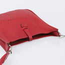 HERMES Evelyn 2 PM Shoulder Bag Taurillon Clemence Red Silver Auth 203233V-6