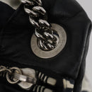 CHANEL Chain Tote Bag Nylon Black Silver CC Auth 203235A-16