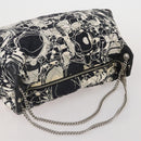 CHANEL Chain Tote Bag Nylon Black Silver CC Auth 203235A-6