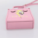 GUCCI Bananya Tote Bag Leather 2way Pink Gold 671623 Auth 203236M-11
