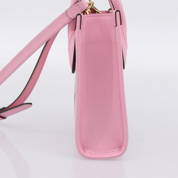 GUCCI Bananya Tote Bag Leather 2way Pink Gold 671623 Auth 203236M