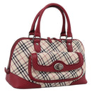 BURBERRY Nova Check Hand Bag Canvas Beige Silver Auth 203239A-1