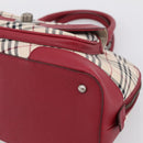 BURBERRY Nova Check Hand Bag Canvas Beige Silver Auth 203239A-9