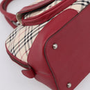 BURBERRY Nova Check Hand Bag Canvas Beige Silver Auth 203239A-14