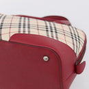 BURBERRY Nova Check Hand Bag Canvas Beige Silver Auth 203239A-15