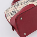 BURBERRY Nova Check Hand Bag Canvas Beige Silver Auth 203239A-16