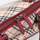 BURBERRY Nova Check Hand Bag Canvas Beige Silver Auth 203239A-17