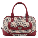 BURBERRY Nova Check Hand Bag Canvas Beige Silver Auth 203239A-13
