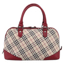 BURBERRY Nova Check Hand Bag Canvas Beige Silver Auth 203239A-2