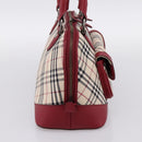 BURBERRY Nova Check Hand Bag Canvas Beige Silver Auth 203239A-3
