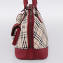 BURBERRY Nova Check Hand Bag Canvas Beige Silver Auth 203239A-4