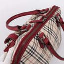 BURBERRY Nova Check Hand Bag Canvas Beige Silver Auth 203239A-6