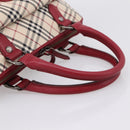 BURBERRY Nova Check Hand Bag Canvas Beige Silver Auth 203239A-7