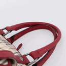 BURBERRY Nova Check Hand Bag Canvas Beige Silver Auth 203239A-8