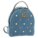 GUCCI GG Marmont Backpack Denim Blue Gold 476671 Auth 203241M-1