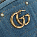 GUCCI GG Marmont Backpack Denim Blue Gold 476671 Auth 203241M-22