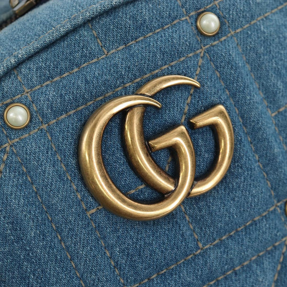 GUCCI GG Marmont Backpack Denim Blue Gold 476671 Auth 203241M
