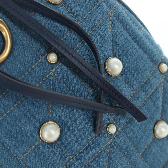 GUCCI GG Marmont Backpack Denim Blue Gold 476671 Auth 203241M