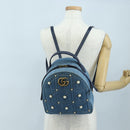GUCCI GG Marmont Backpack Denim Blue Gold 476671 Auth 203241M-30