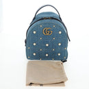 GUCCI GG Marmont Backpack Denim Blue Gold 476671 Auth 203241M-12